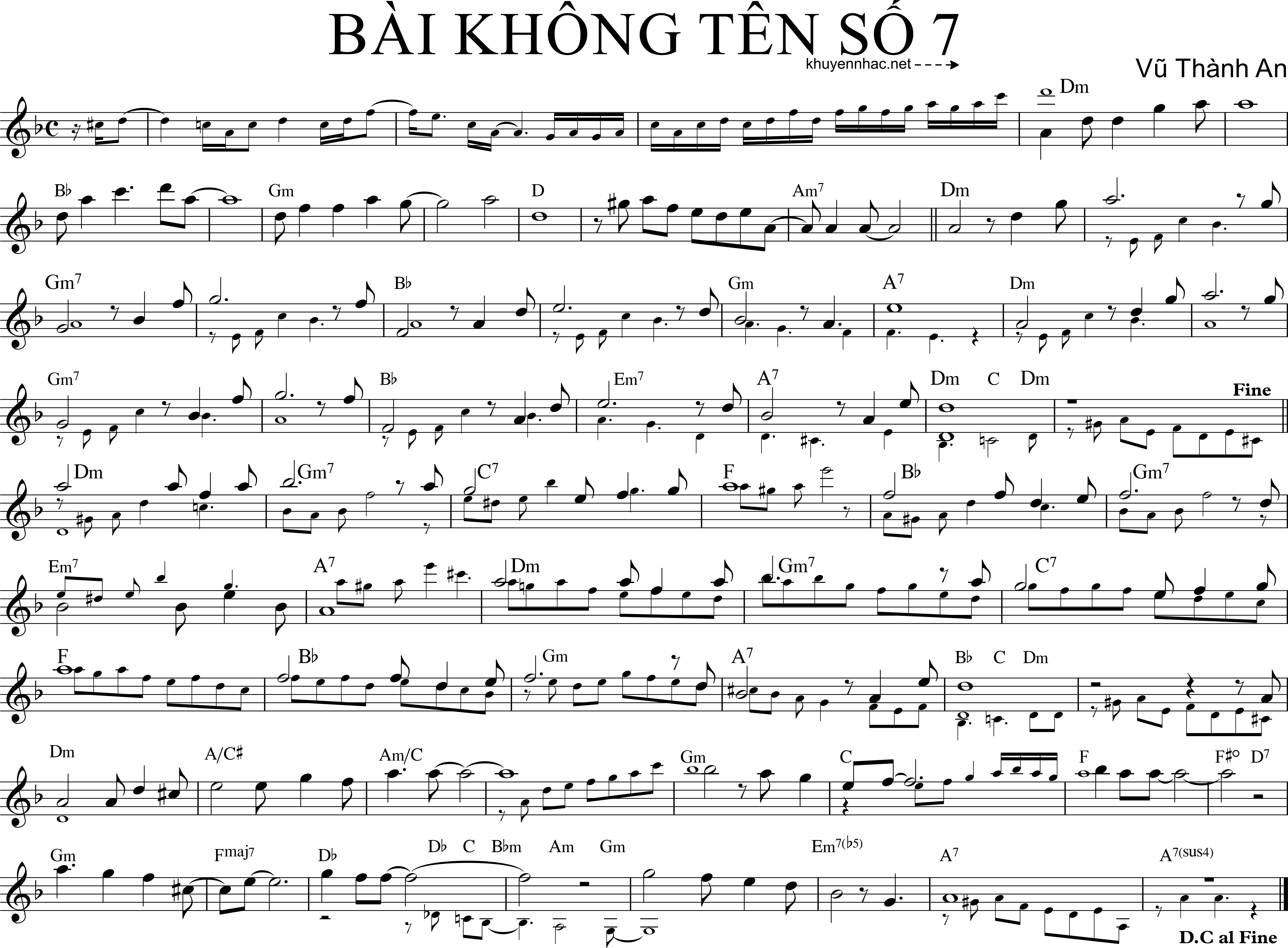 Sheet nhạc Bài Không Tên Số 7 - Vũ Thành An - trang 1
