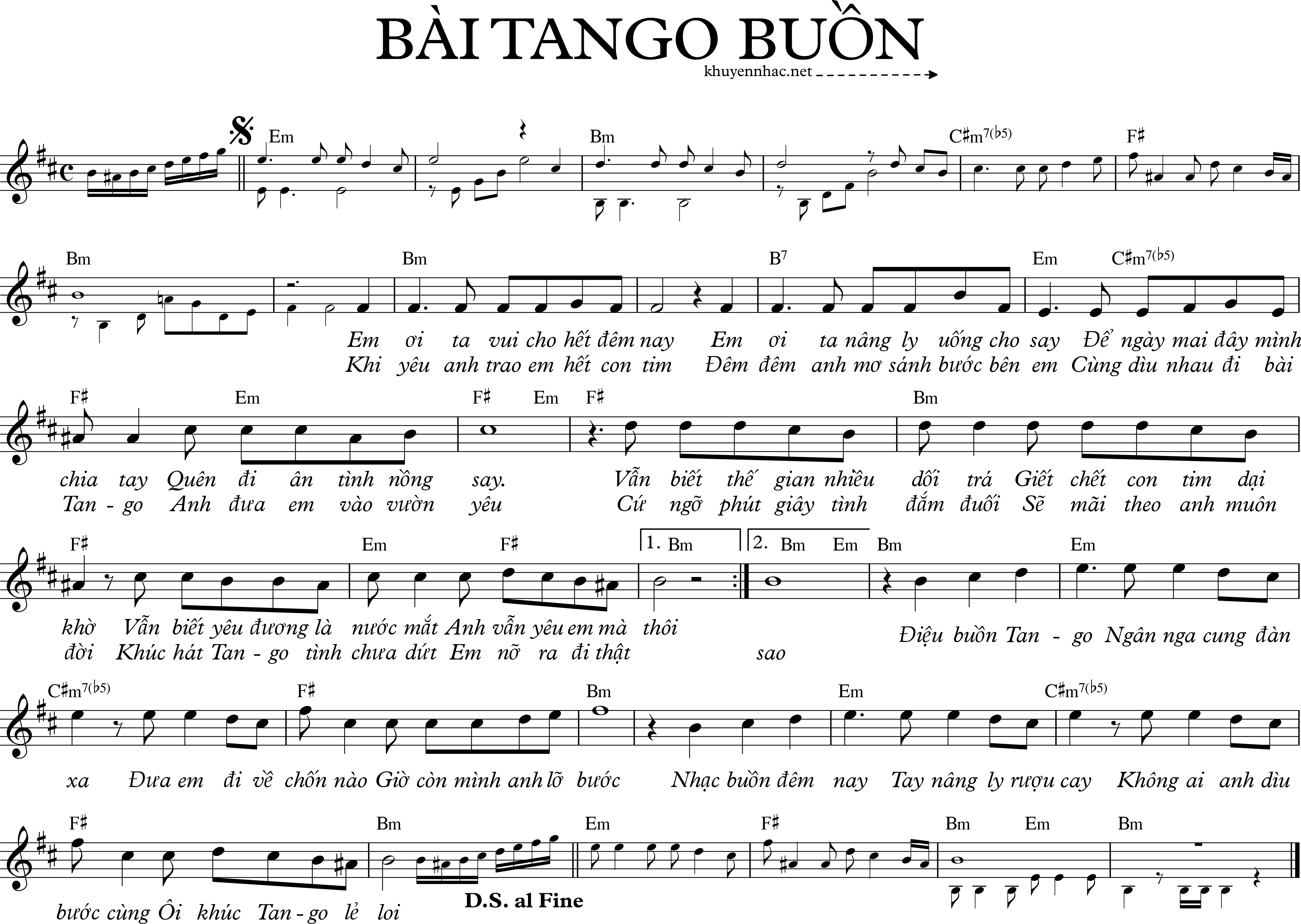 Sheet nhạc Bài Tango Buồn - Đang cập nhật - trang 1