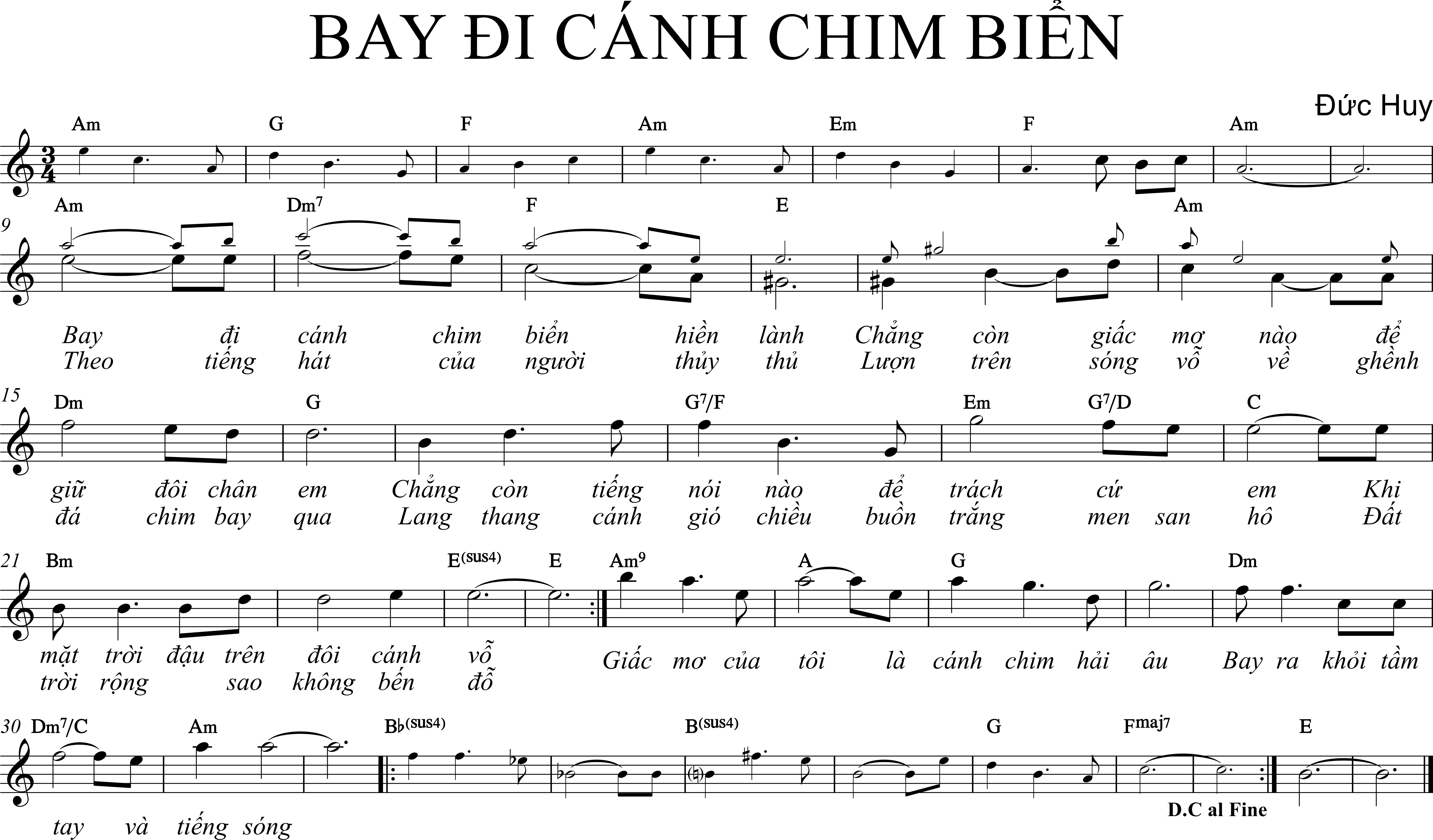 Sheet nhạc Bay Đi Cánh Chim Biển - Đức Huy - trang 1