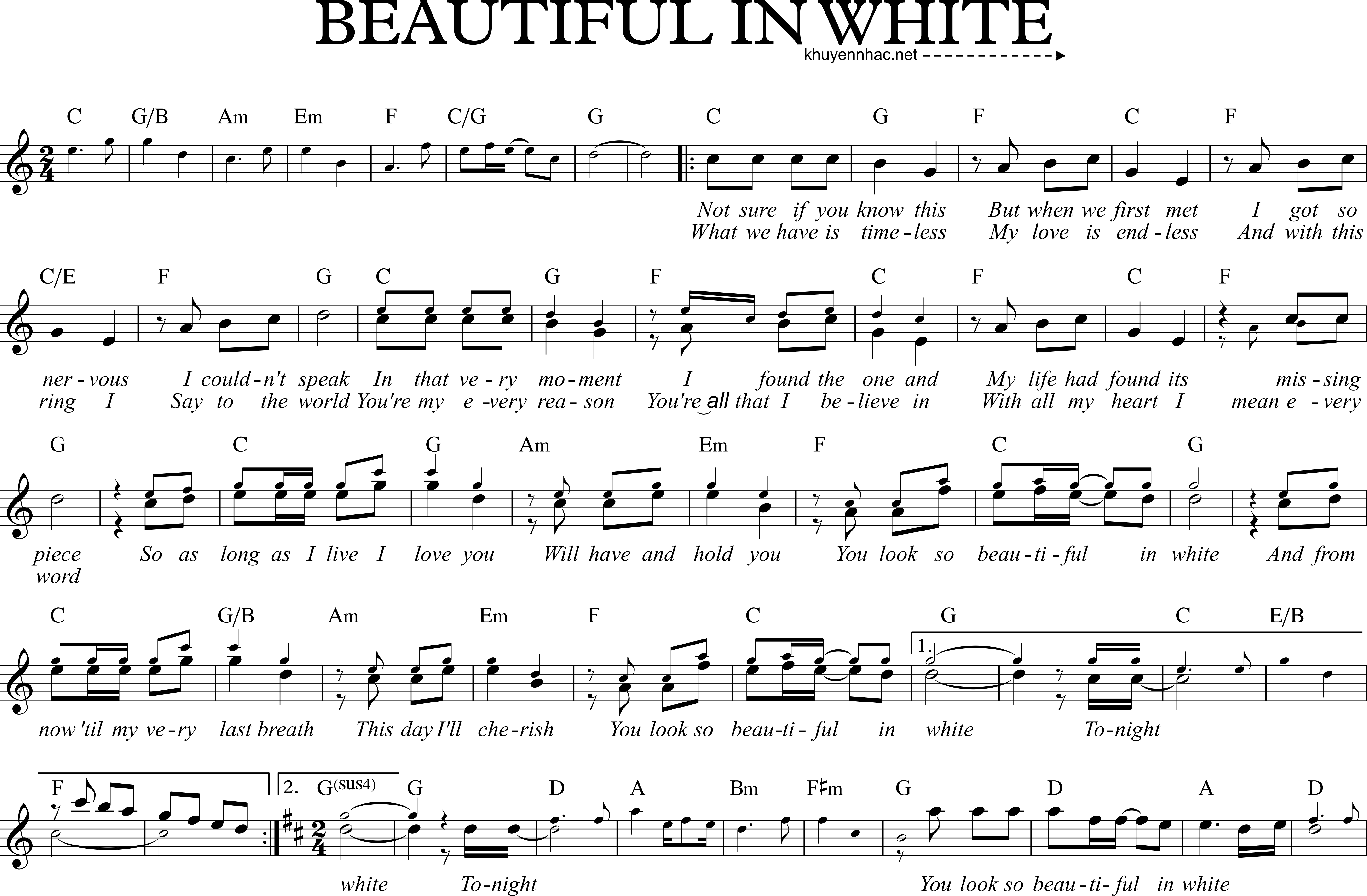 Sheet nhạc Beautiful In White - trang 1