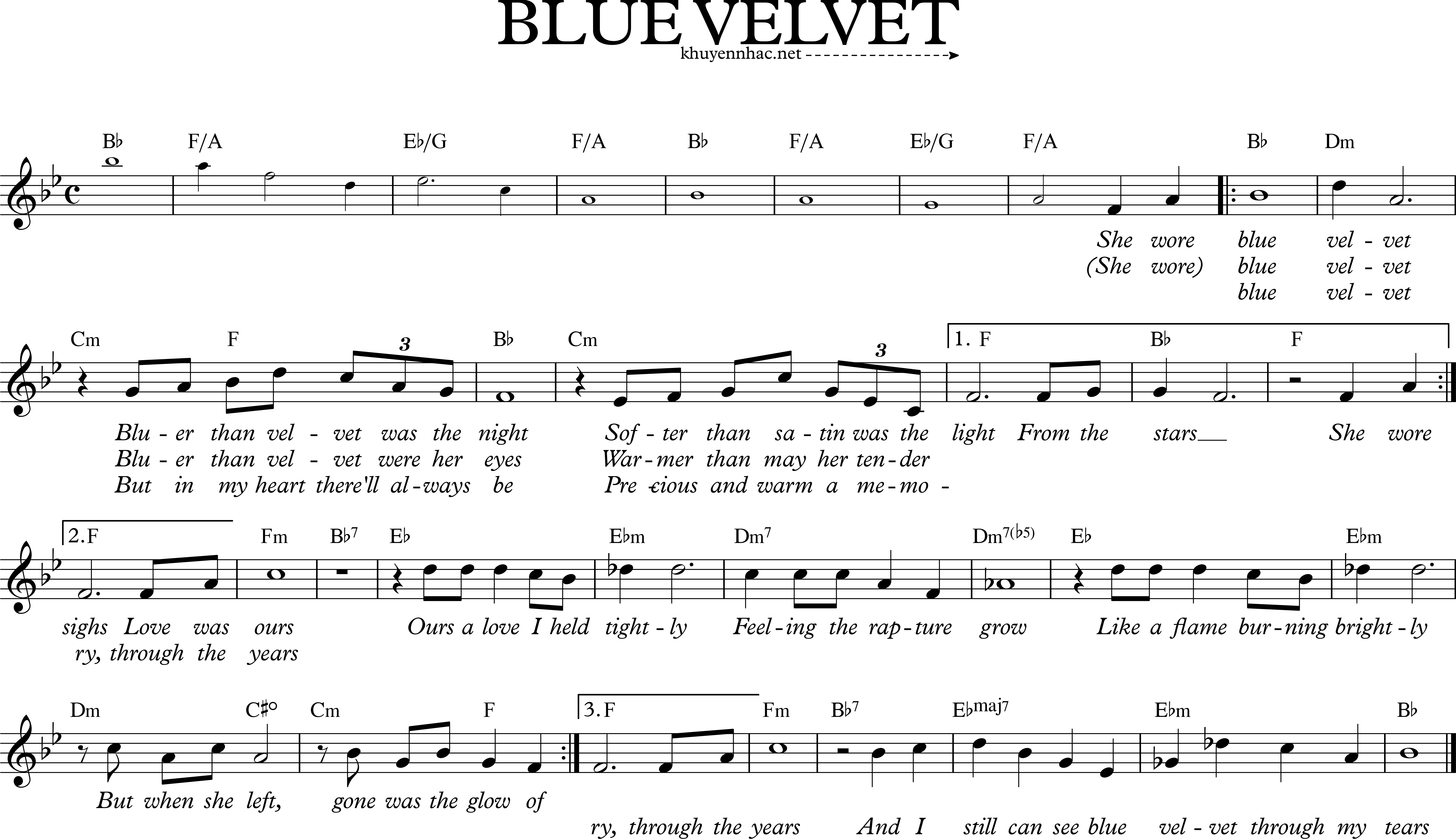 Sheet nhạc Blue Velvet - Đang cập nhật - trang 1