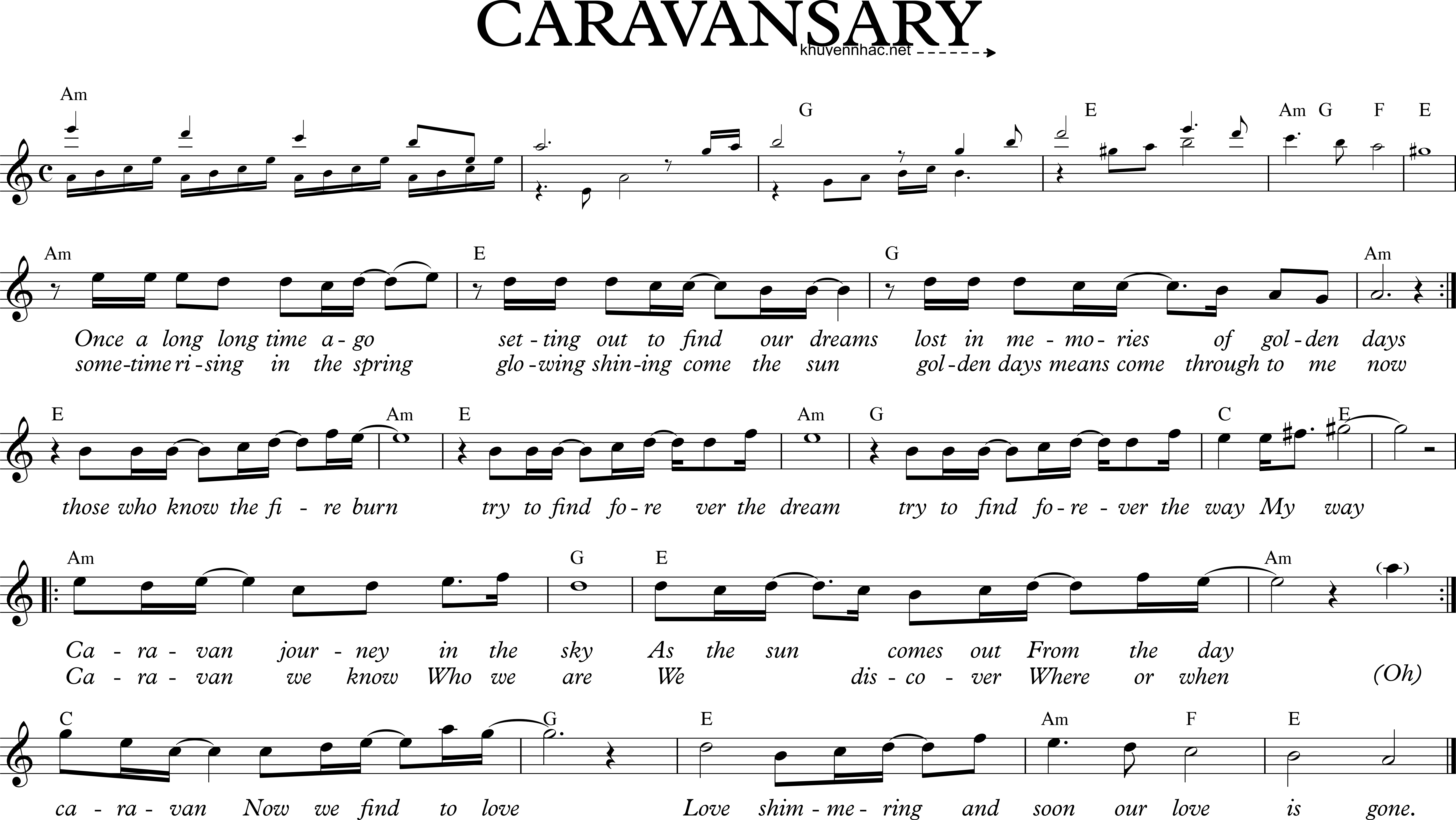 Sheet nhạc Caravan - Kitaro Ft. Richard Page - trang 1