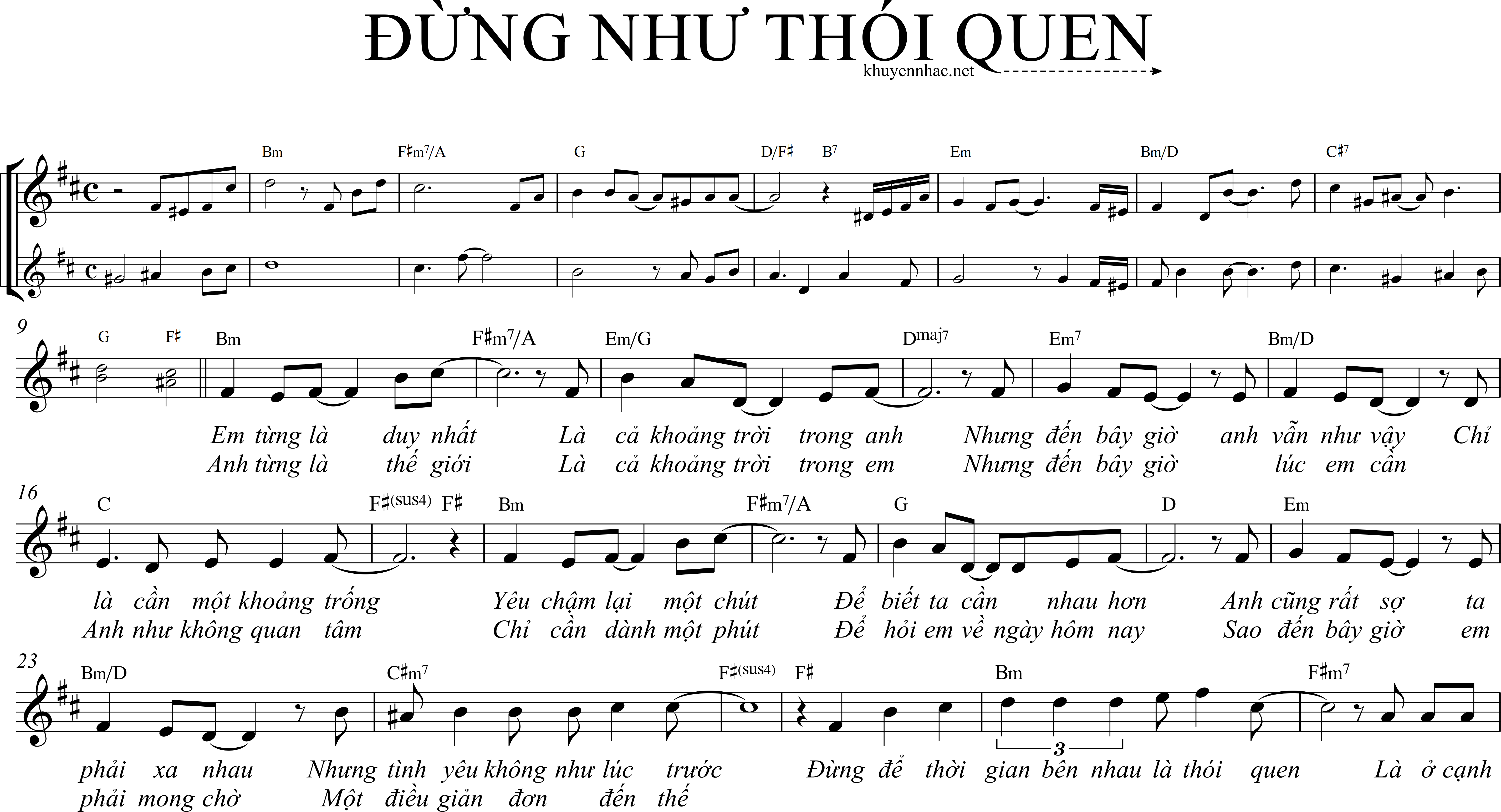Sheet nhạc Đừng như thói quen - trang 1