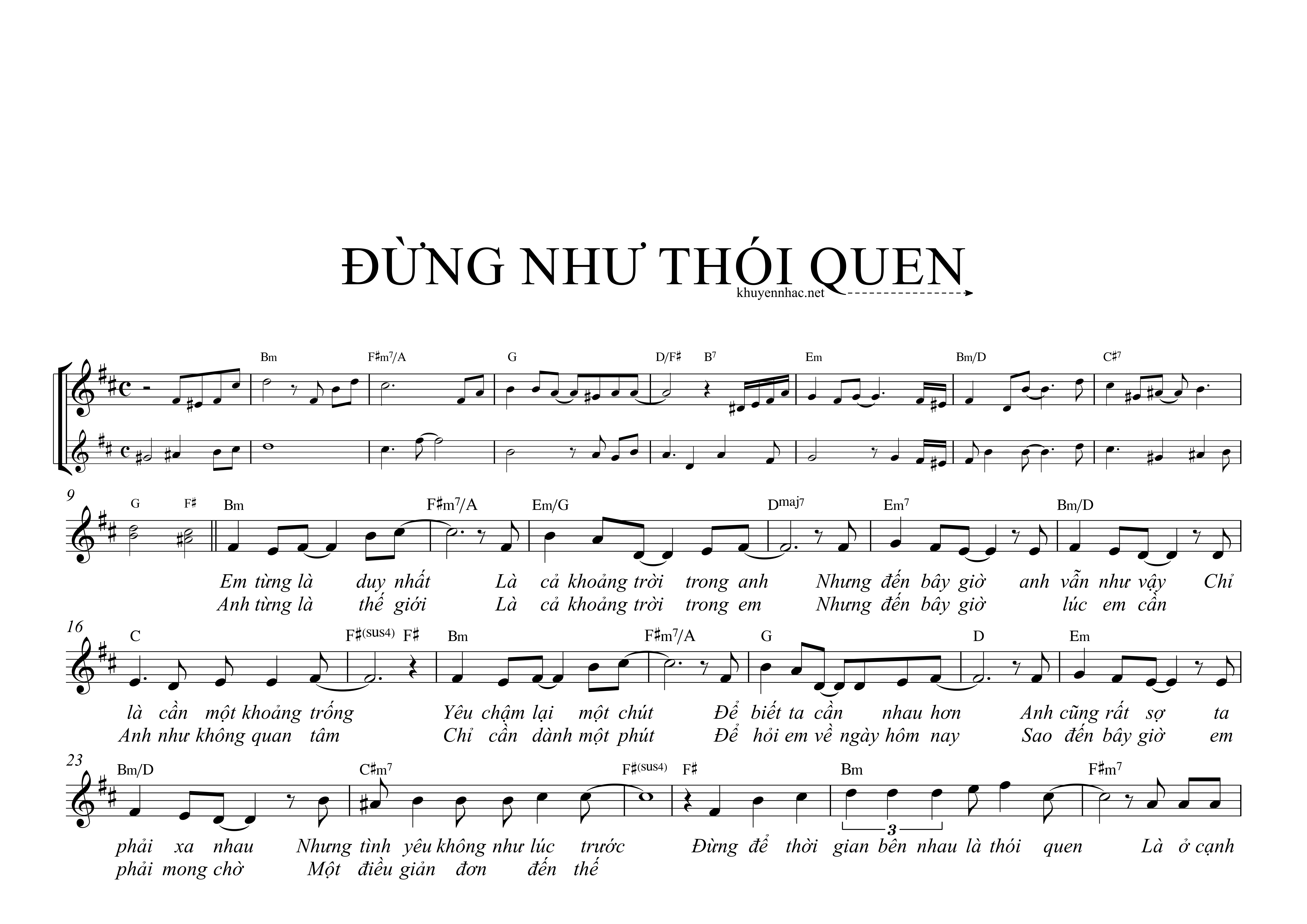 Sheet nhạc Đừng như thói quen - trang 3