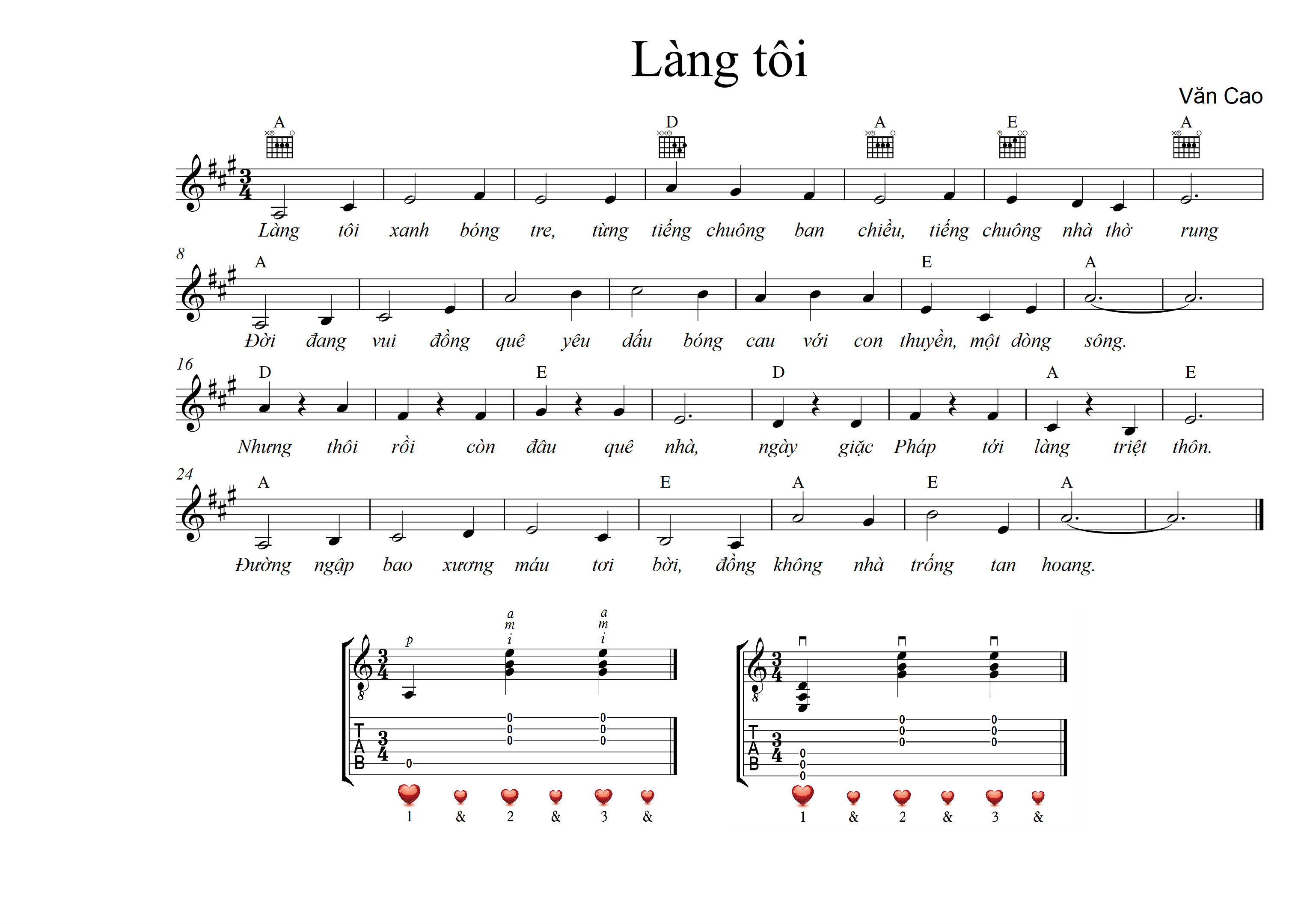 Sheet nhạc Làng Tôi