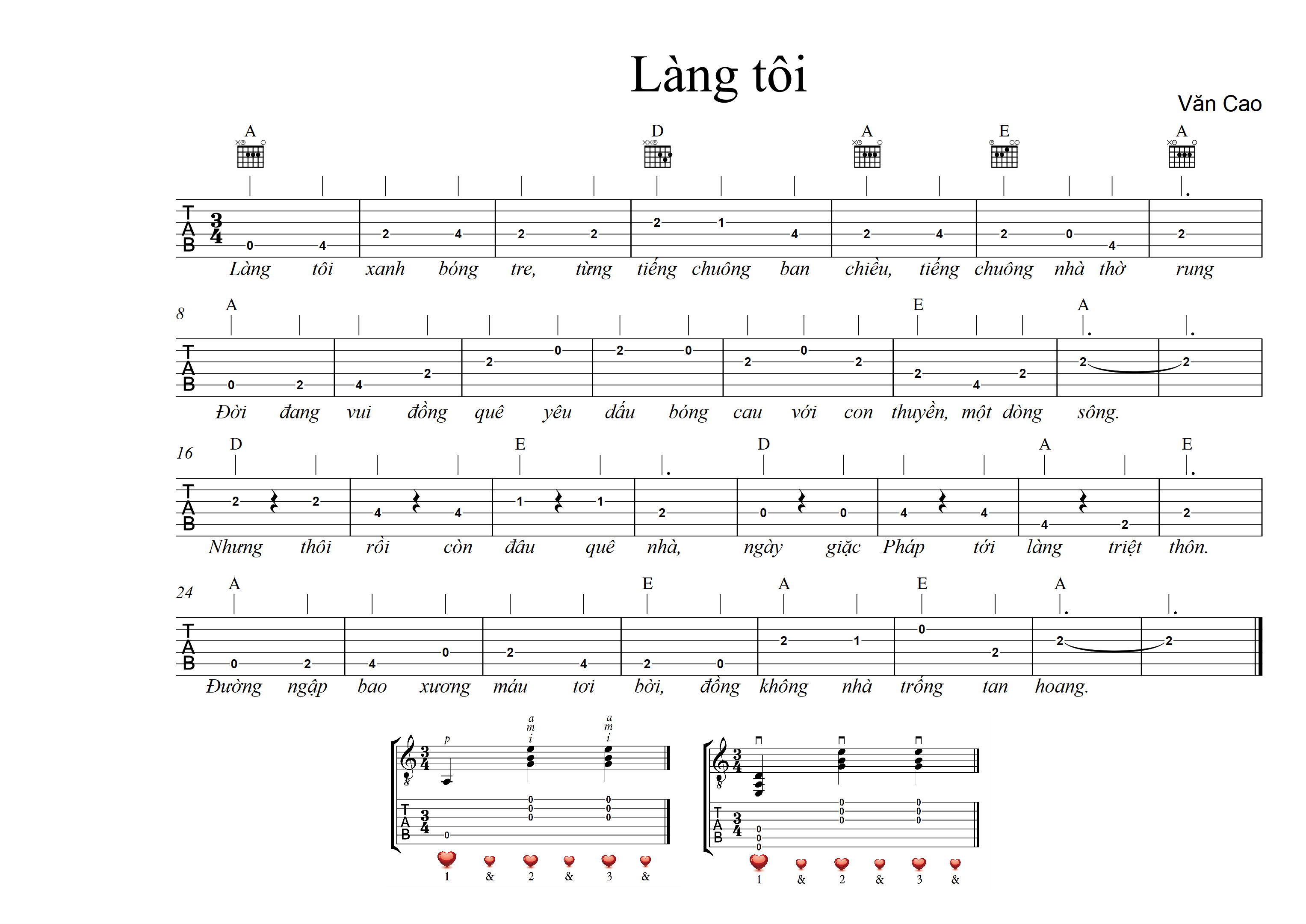 Sheet nhạc Làng Tôi - Văn Cao - trang 2