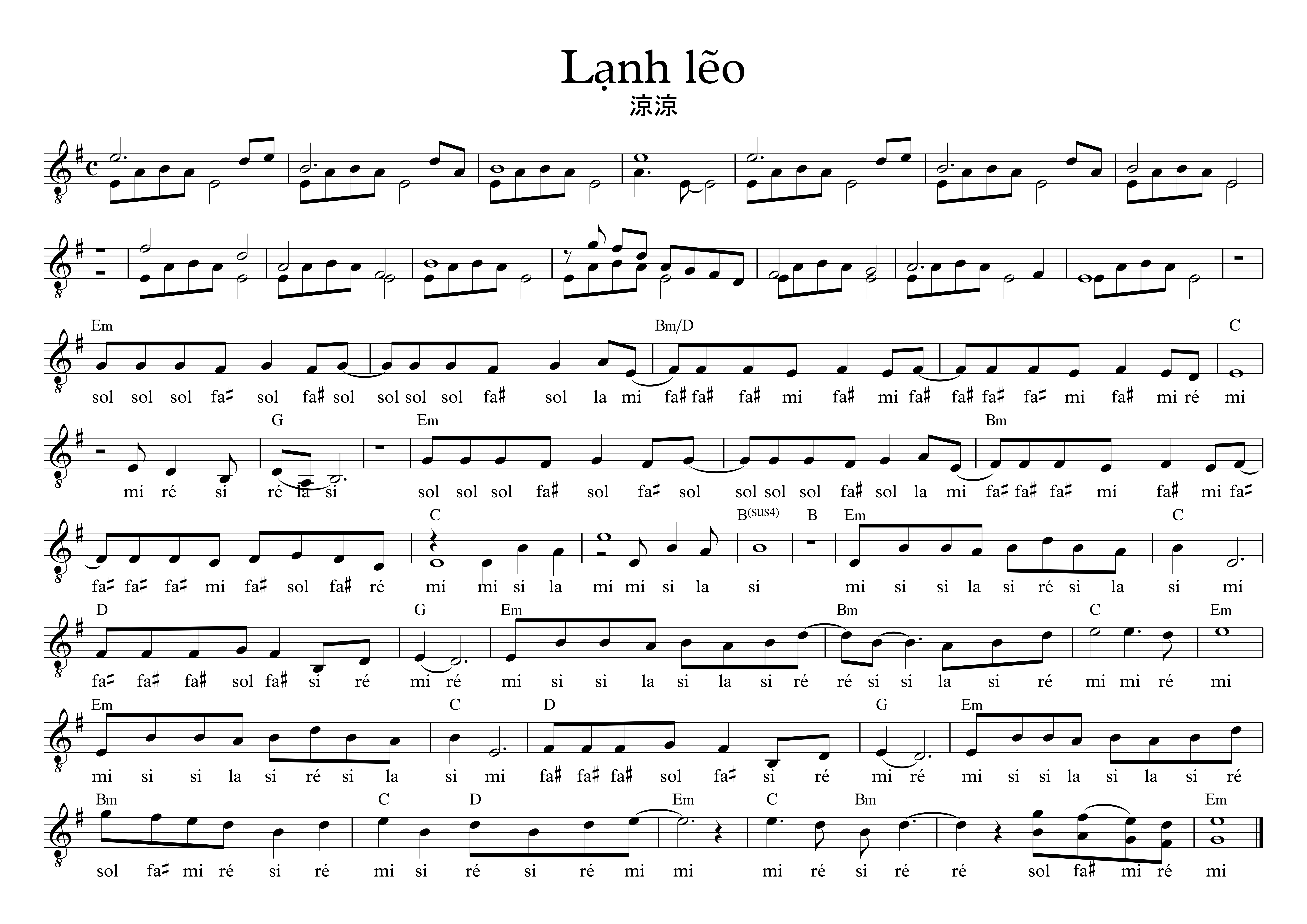 Sheet nhạc Lạnh Lẽo - trang 1