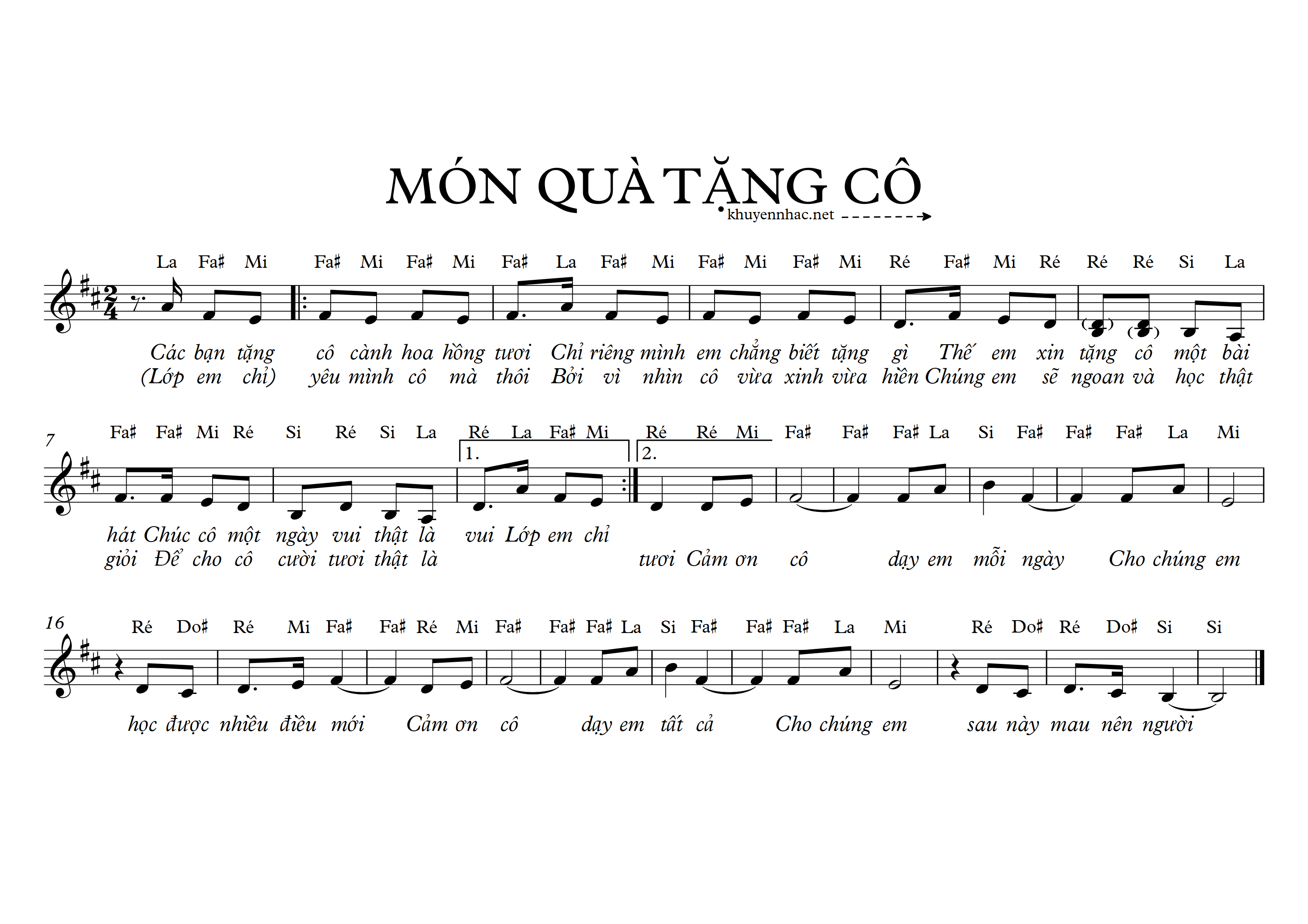 Sheet nhạc Món Quà Tặng Cô - Đang cập nhật - trang 1