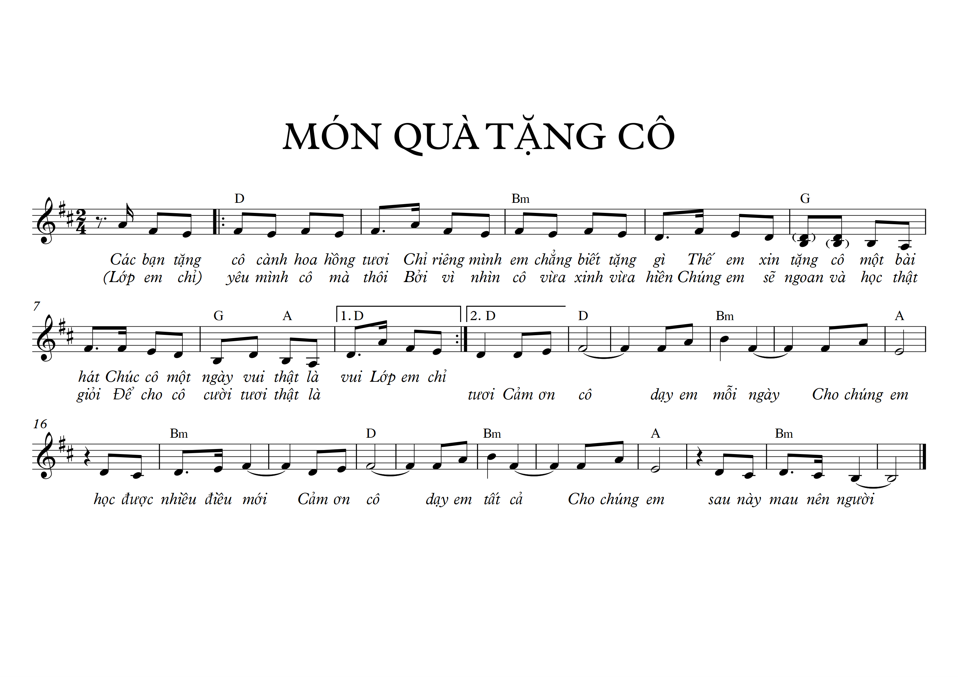Sheet nhạc Món Quà Tặng Cô - Đang cập nhật - trang 2